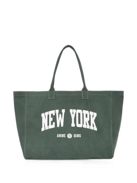 ANINE BING Leo canvas tote New York University - cilantro Green A1312933