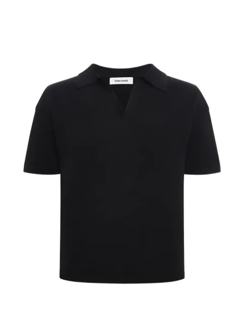 TONYWACK open-collar polo shirt Black BF12KN211