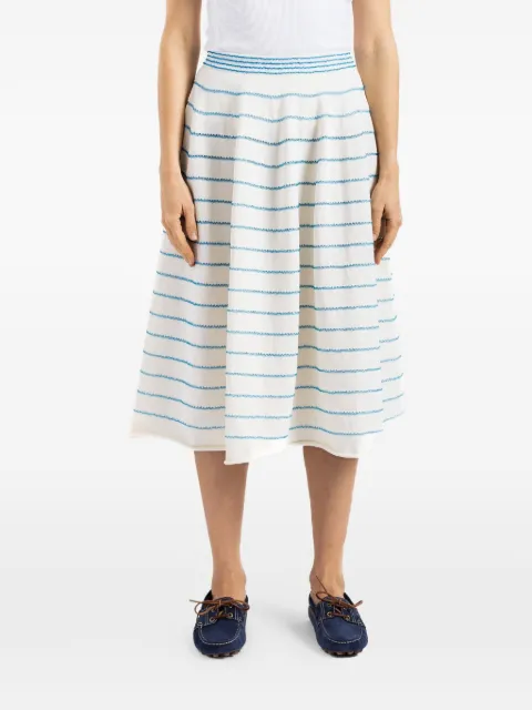 Bielo wavy-stripe knit midi skirt Neutrals BIESK029