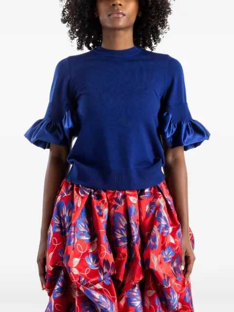Noir Kei Ninomiya ruffle-trim sweater Blue 3QN001