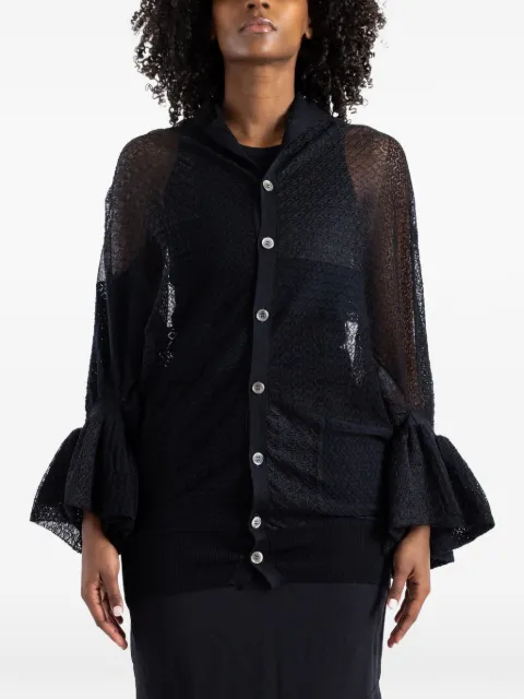 Junya Watanabe patchwork lace-knit cardigan Black JQN011