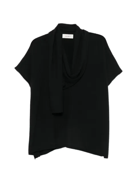 Lisa Yang Jordana scarf-detail short-sleeve sweater Black 2026453