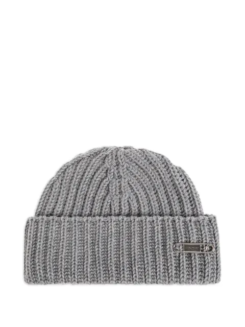 Givenchy safety-pin ribbed beanie hat Grey 710011523