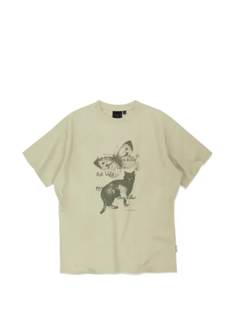 ROMANTIC CROWN cat-print graphic T-shirt Neutrals RMTC25SUC01