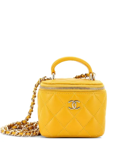 CHANEL Pre-Owned Classic Top Handle Vanity Case with Chain Quilted Lambskin Mini crossbody bag Yellow UD6SUYY1Z005MIHO