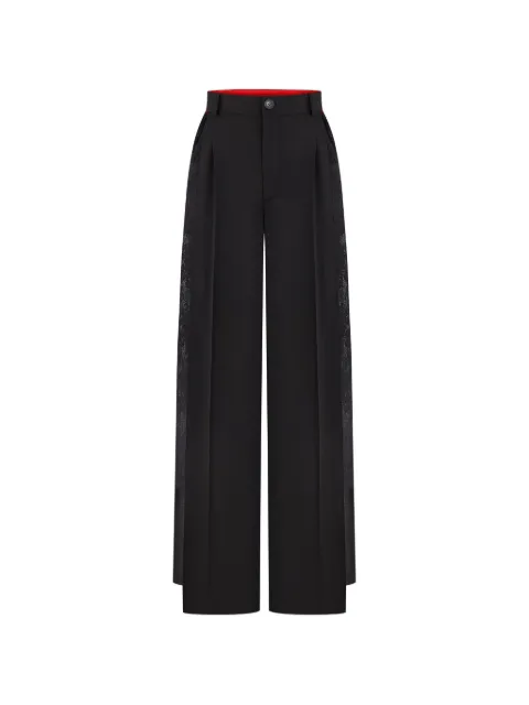 FROLOV lace-panelled pleated trousers Black 1101BKWOF25