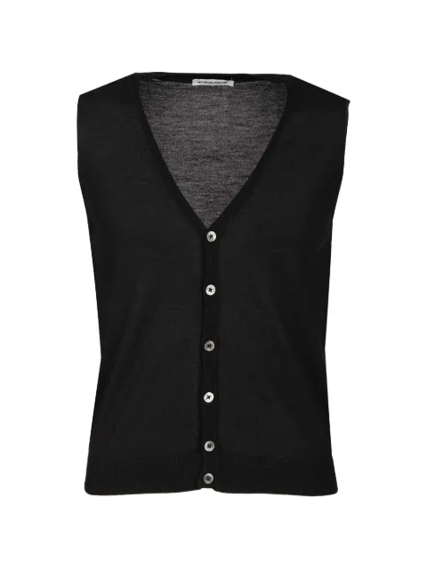 Al Duca D’Aosta 1902 button-up sleeveless knitted cashmere vest Black 73AGILET