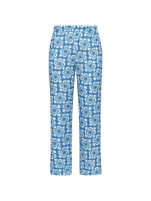 MALIPARMI Mouliné-print side-slit trousers Blue JH807050668A8189
