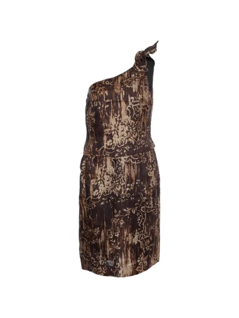 Oscar de la Renta Pre-Owned printed one-shoulder dress Brown 993981
