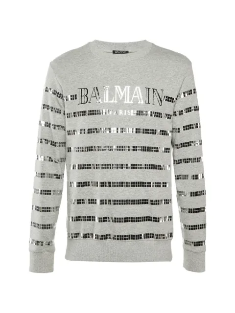 Balmain Pre-Owned logo-print cotton sweatshirt Grey 1275454