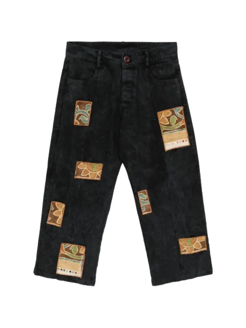Stain Shade patchwork acid-wash jeans Black 30661