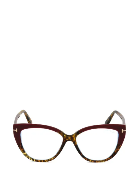 TOM FORD Eyewear leopard-pattern cat-eye glasses Red FT5673B056