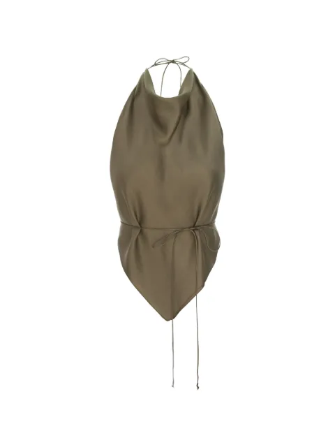 MANURÍ Thea 2.6 cowl-neck halterneck top Green MRSS26SK9TP30