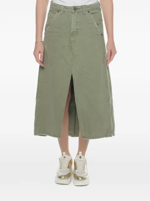 One Teaspoon Mrs Carter denim midi skirt Green 26035