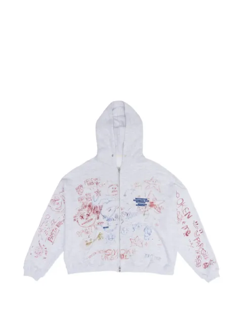 Paly Joshua Tree scribble-print zip-up hoodie Grey 4U006Q1010MLTMULTI
