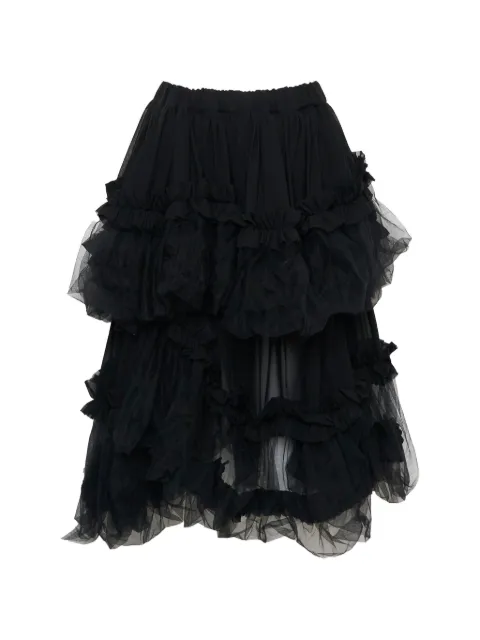 Noir Kei Ninomiya ruffled A-line midi skirt Black 3QS014