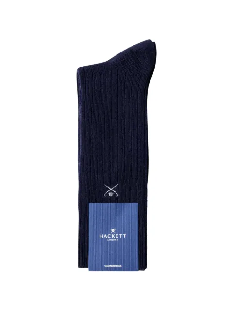 Hackett London ribbed-knit embroidered-logo socks Blue HMU300101