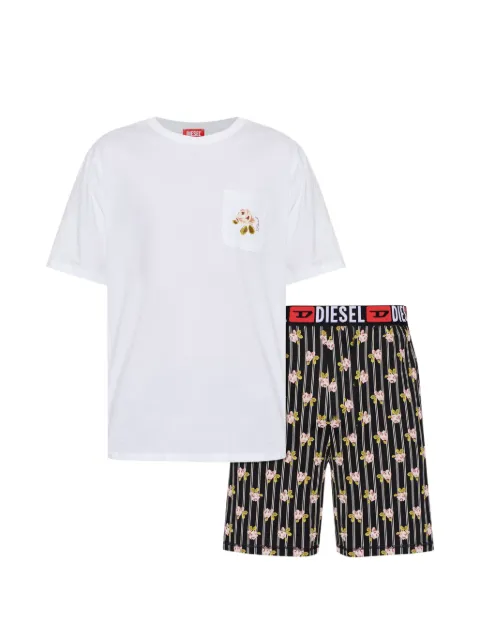 Diesel floral-print striped cotton pajama set White A239660KNCX