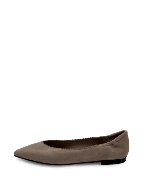 Pomme D´Or pointed-toe scalloped ballet flats Neutrals 1200CAMOSCIO