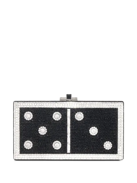 Judith Leiber rectangle domino crystal-embellished clutch bag Black M200921
