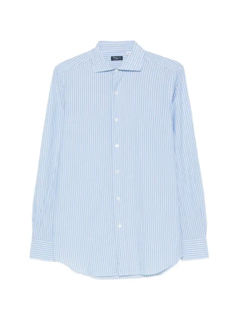 Finamore 1925 Napoli vertical-stripe long-sleeve shirt Blue MILANO151020P6008E