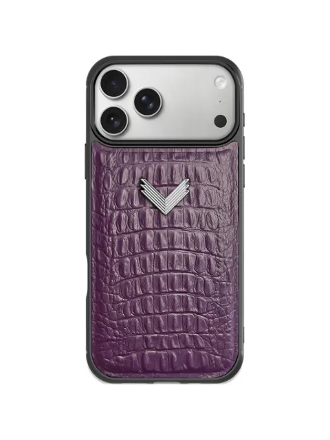 VELANTE alligator-effect leather iPhone 17 Pro phone case Purple 01PARAI17PRO