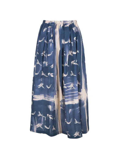 Odeeh abstract-print pleated maxi skirt Blue 5311416366642