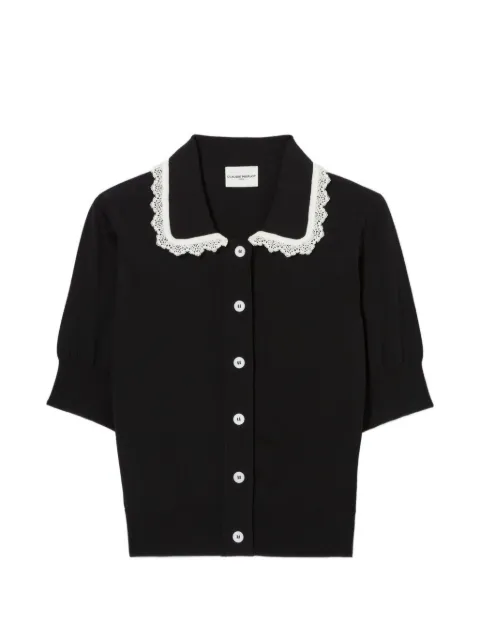 Claudie Pierlot lace-trimmed short-sleeve cardigan Black CFPCA00742