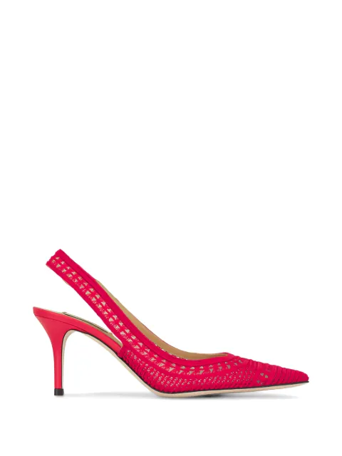 Arteana crochet-knit slingback heeled pumps Red SS26TRICORSP75