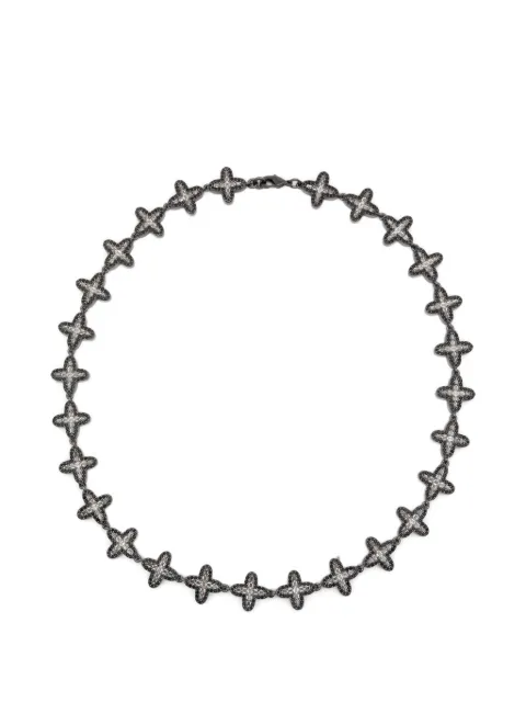 DARKAI crystal-embellished cross-link necklace Black DICO0096NNDIL