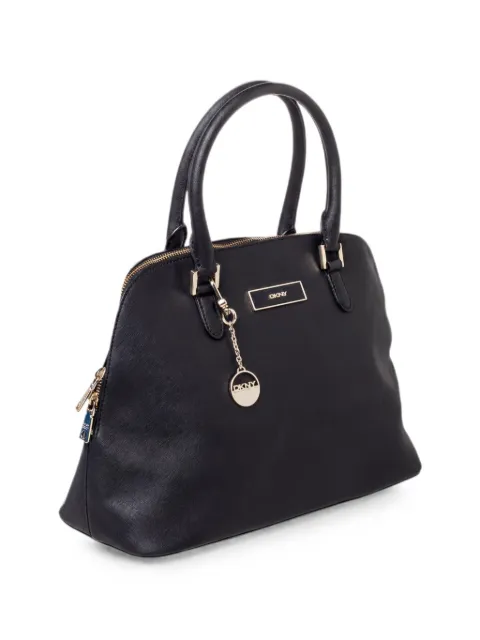 DKNY Vintage logo-plaque calf leather tote bag Black 466698