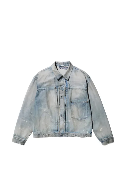 A.PRESSE bleached-effect pleated denim jacket Blue 26SAP0156