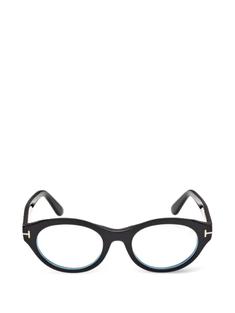 TOM FORD Eyewear T-logo round-frame glasses Black FT6172B