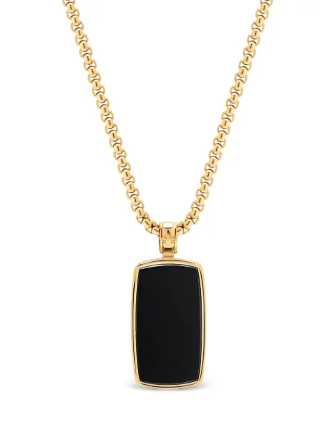 Nialaya Jewelry onyx dog-tag necklace Gold MNEC448