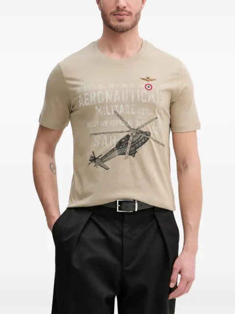 Aeronautica Militare helicopter-print cotton T-shirt Neutrals TS2528UJ00641