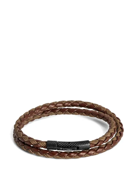 Tateossian Chelsea braided double-wrap bracelet Black RTBRIPBPOP0001