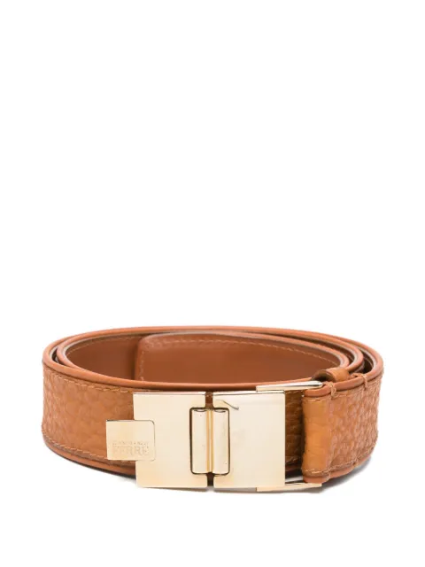 Gianfranco Ferré Pre-Owned 2000s logo-engraved pebbled belt Neutrals GF180BLL