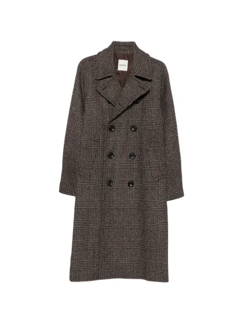 SANDRO checked double-breasted coat Brown SHPMA00445