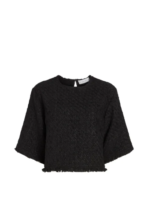 Proenza Schouler White Label Maura top in basket-weave Black WL2634672AY223