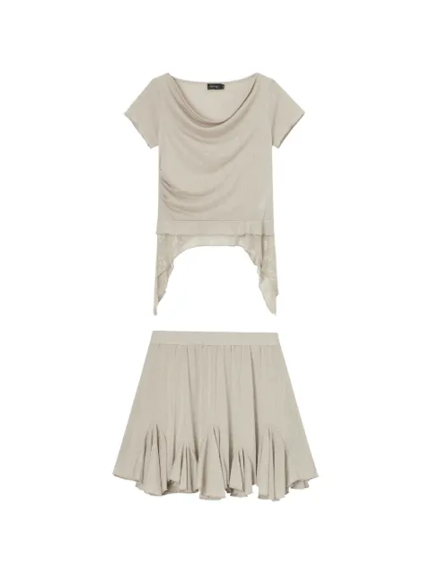 tout a coup ruffled lace-trim mini dress Neutrals M629AU6