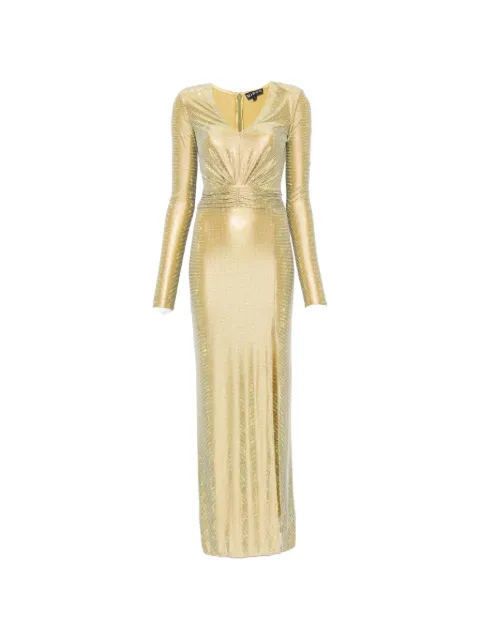 MIRON crystal-embellished front-slit dress Green 007