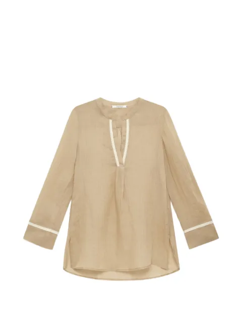 MALIPARMI grosgrain-trim ramie blouse Neutrals JM55484010311024