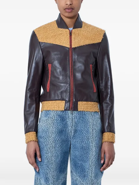 Kiko Kostadinov zip-up leather jacket Brown KKWSS26J0125