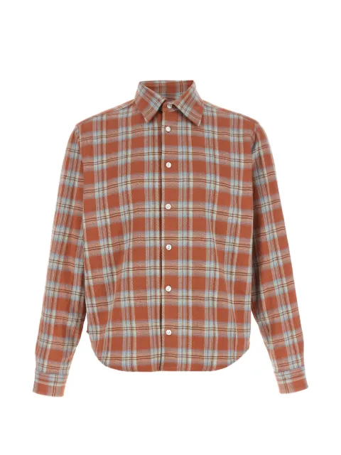 Second/Layer Sherman checkered button-down cotton shirt Orange 401601