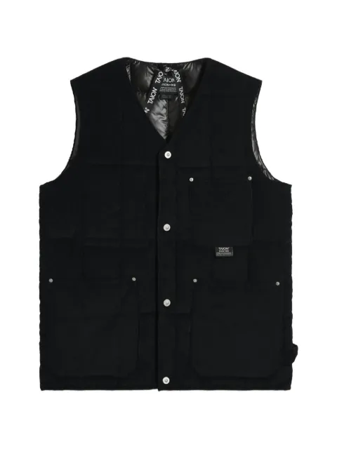 Taion Work quilted V-neck vest Black TAION001BWK