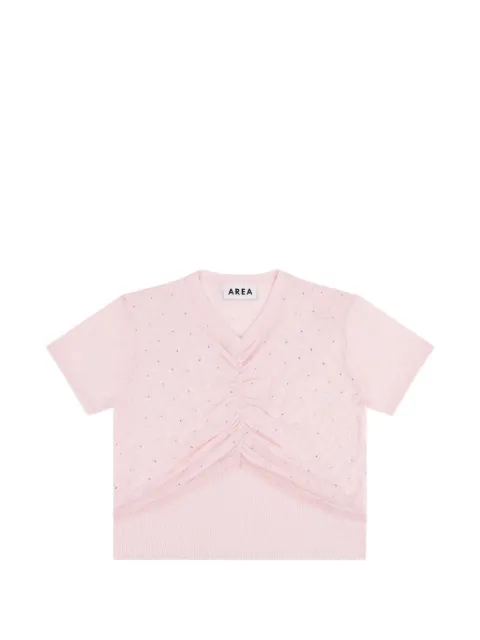 AREA crystal-embellished ruched top Pink SP26AWKN0039YA01