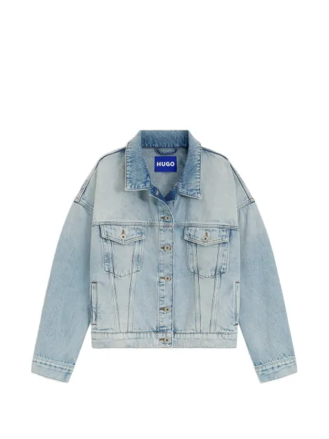 HUGO faded-effect drop-shoulder denim jacket Blue 50557023