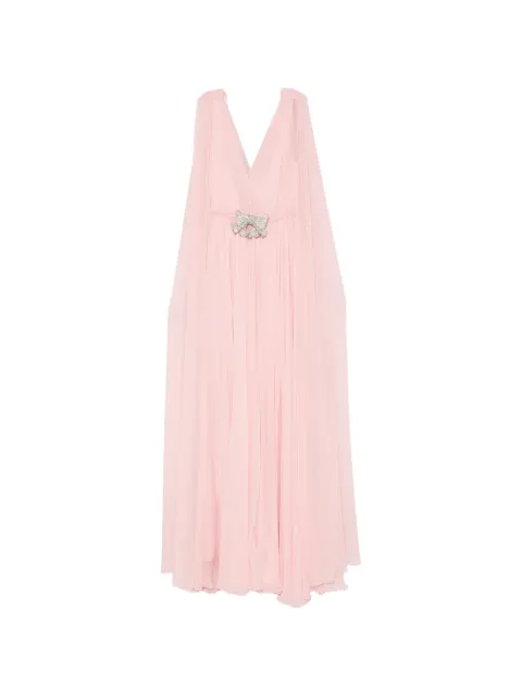 SILK LOVE & LACE Ilena crystal-embellished cape-sleeve maxi dress Pink 11R14