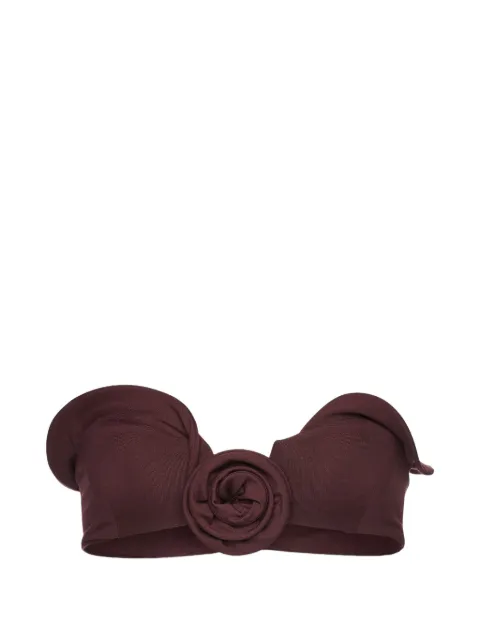 Magda Butrym flower-appliqué bandeau bikini top Red RE26SWIMBRA02