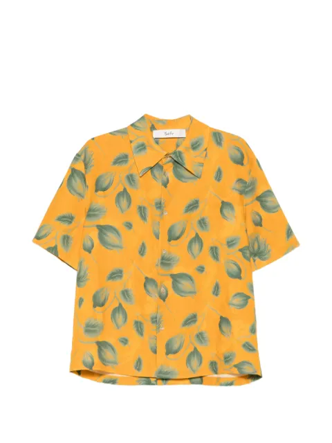 Séfr Dayot leaf-print shirt Orange MSS26DAYOTSUM
